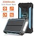 Solar Charger 20000mAh, Qi Wireless Portable Solar Power Bank, Rainproof External Backup Battery Pack with 4 Output&Input, LED Flashlight,Carabiner for Smart Phone,Tablets and More-Blue