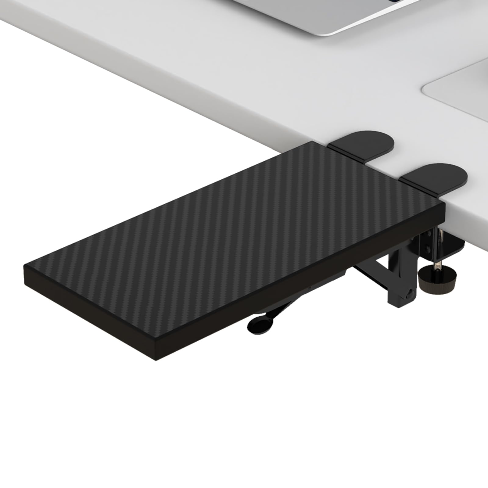 Sisyphy Vassoio di estensione ergonomico da scrivania, 30 x 15 cm, morsetto senza punzonatura, vassoio pieghevole per cassetto della tastiera, mensola per poggiapolsi per braccio da tavolo, Supporto