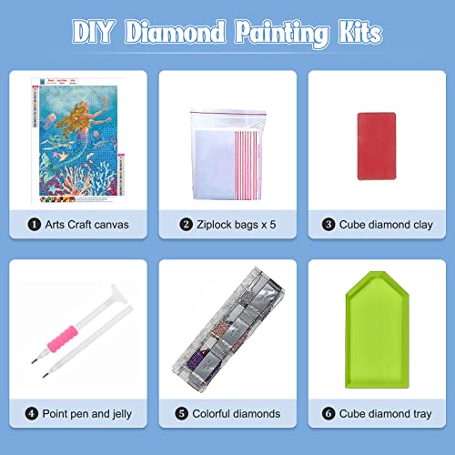 Naimoer Mermai Diamond Painting Kits For Adults, Diy Full Drill 5D Diamond Art Nautical Fish Diamond Painting Kits (12" X 16") For Home Wall Décor (Diamond Art Mermaid) #TOP5