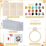 WATINC Puppy Punch Needle Coaster Kit - 6 Patterns Dog Punch Needle Embroidery Craft Kit, DIY Felting Coaster for Adults Beginners with Adhesive Yarns Fabric Felt Hoop Tools Instruction