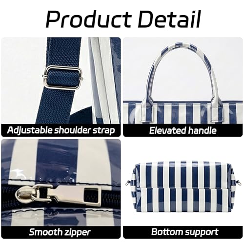 Image of GISMTR Large PVC Tote Bag for Women Letters Print Handbags Kraft Paper Shoulder Bag for Work Travel