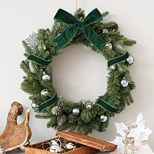 3 Rolls 90 Yards Christmas Velvet Ribbon Single Face Satin Velvet Ribbon Vintage Fabric Velvet Ribbon Roll For Christmas Decoration Ornaments Wedding Wrapping Diy Crafts (Green, 3/8Inch/5/8Inch/1Inch) #TOP3