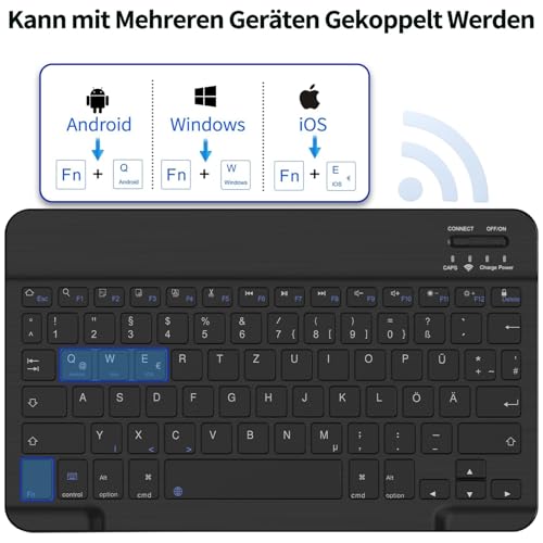 aoub Kabellose Bluetooth Tragbare Tastatur mit deutschem QWERTZ Layout – Ansicht 3