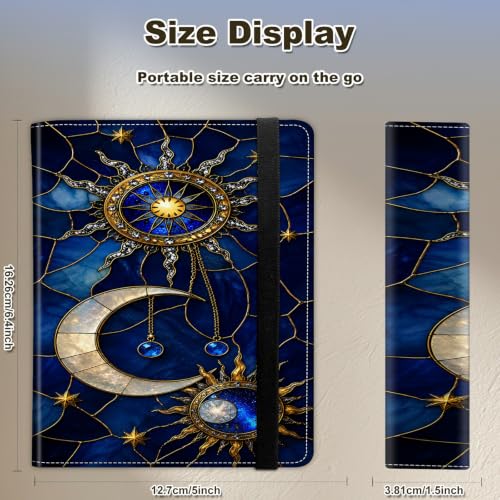 Image of Photo Album 4x6 120 Photos with Strong Elastic Band, Stained Glass Moon | Large Capacity Premium Leather Picture Album, Portable Wallet Albums Photo Book for Family Anniversaries Wedding Baby