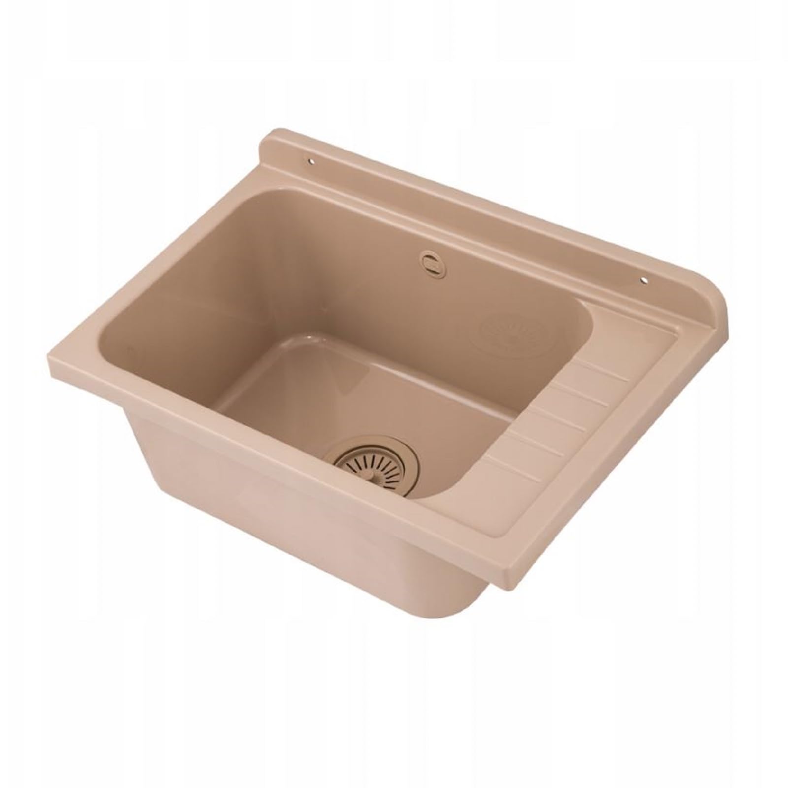 Lavandino, catino, lavandino in plastica per esterno, giardino, garage, cantina, stanza di lavaggio, officina (Beige)