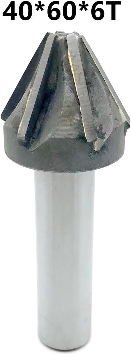 1pcs 60/90 Degrees Chamfer Milling Cutter TCT Straight Shank Carbide Chamfer End Mill with Brazing Carbide Blade 4 Flute/6 Flute Chamfering Cutting Tool V Groove Router Bits(40mm-60degree)