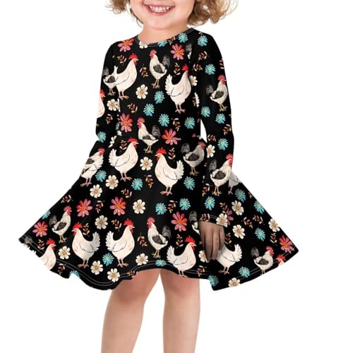 Long Sleeve Dress for Girls Casual Swing Dresses A-Line Twirly Skater Dress3