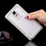 ACC5Star(TM) New Arrival Bling Diamond Cristal Chain Clear Case Cover Skin for Samsung Galaxy Note 4 + High Quality Random Color Stylus + 10*15 Cm Green Soft Clean Cloth with Logo