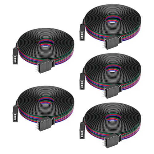 BTF-LIGHTING 4PIN 22AWG JST SM LED Connector 5pcs/Pack Male Female Connector with 2m Cable for PWM SMD FCOB RGB LED Strip Without Soldering Controller Wire