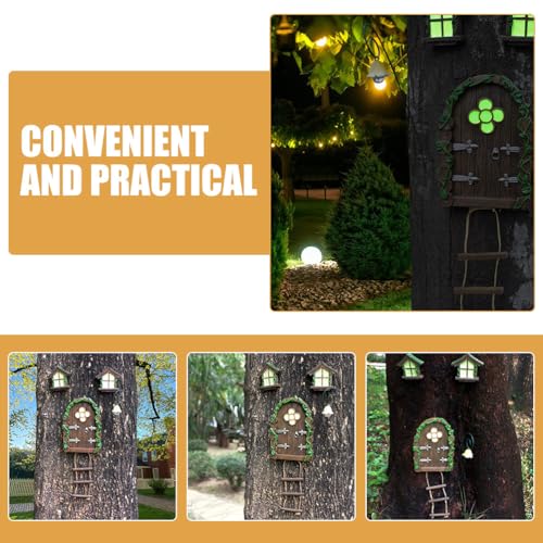 Puerta de hadas para árboles que brilla en la oscuridad y alegra tu jardín en la noche 7