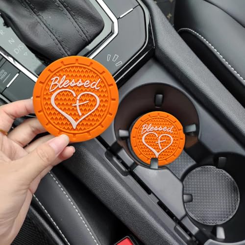 Portavasos para carro 2 piezas diámetro 2.75 in naranja miniatura 3