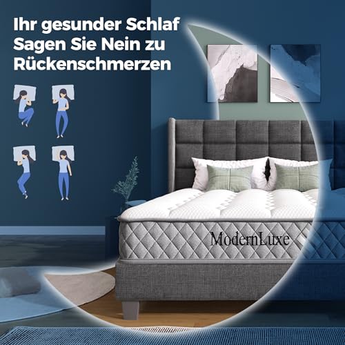 Generisch Orthopädische Kaltschaummatratze 160x200 cm H3 (mittelfest) 7-Zonen Taschenfederkern 20 cm Höhe Oeko-TEX Zertifiziert atmungsaktiv für Stauballergiker bis 280 kg Belastbarkeit – Bild 5