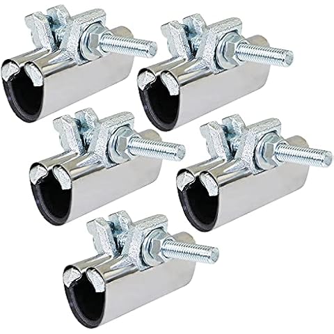 Highcraft Pipe Repair Clamp 1/2, IPS Single Bolt, 3” Long, Stainless Steel (5 Pack) Chrome Cover
