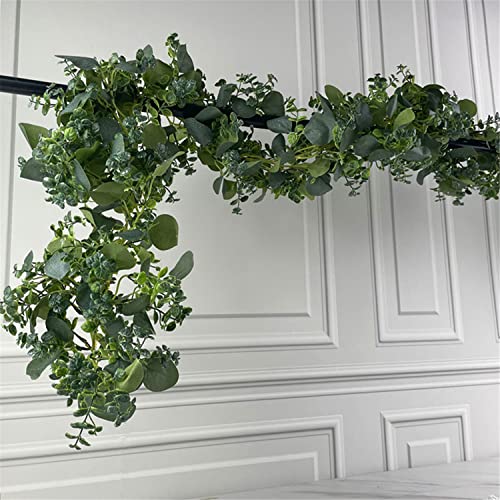 Dachan 6’ Artificial Greenery Eucalyptus Garland Silver Dollar Eucalyptus Garland With Diy Led Copper Light String For Wedding Arch Doorways Table Runner Birthday Decor #TOP2