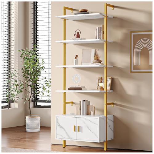 Simple Wisdom 6 Layer Librero Con gabinete, Wall Mounted Librero Organizador, Open Estante Organizador, Librero Madera, Librero Minimalista Suitable for Home Office,Bedroom,Living...