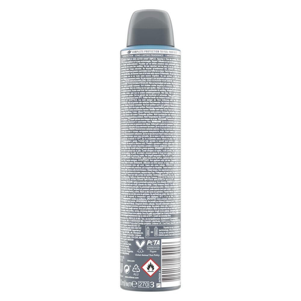 Dove Dove Men + Care, Deodorant für Herren, mit 1/4 Feuchtigkeitscreme, feuchtigkeitsspendende und hautfreundliche Formel, Schutz bis zu 72 Stunden, 6 Stück à 200 ml