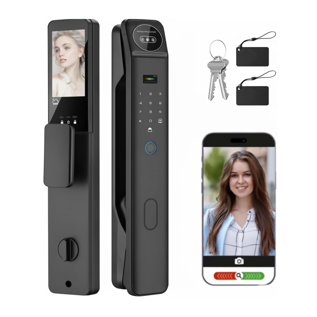 Photo 1 of Mabtck 3D Face Recognition Smart Door Lock with Video Intercom, Biometric Palm Vein & Fingerprint Keyless Entry, 1080P HD Camera, Tuya App Control, Alexa Compatible, IP65 Waterproof, 5 Ways to Unlock