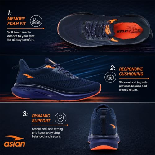 Image of ASIAN Powerplay-03 Men's Running Shoes | Lightweight Memory Foam Technology | Breathable Knit Shoes with Stylish Sporty Design