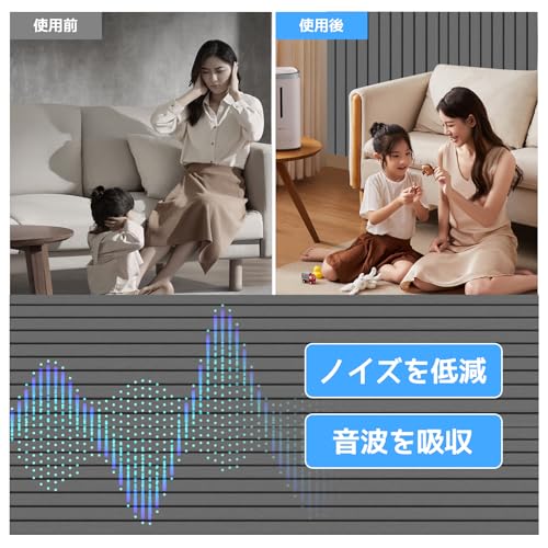 Raisme 吸音パネル 6枚セット 毛毡製 防音対策 DIY簡単 壁紙タイル風 賃貸OK おしゃれ遮音ボード リビング/ホームオフィス用 ウォールパネル 80×30cm 木目調インテリア の商品画像 3