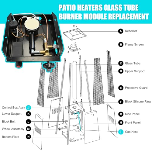 Garsoo SGT-BURNER 3BOLT Patio Heater Glass Tube Burner Module Replacement, Compatible With Hiland Square Glass Tube Heaters, 3 Bolt Hole Design, Includes Regulator Valve Assembly, Part Numbers: Hlds01-Gthg thumb #4