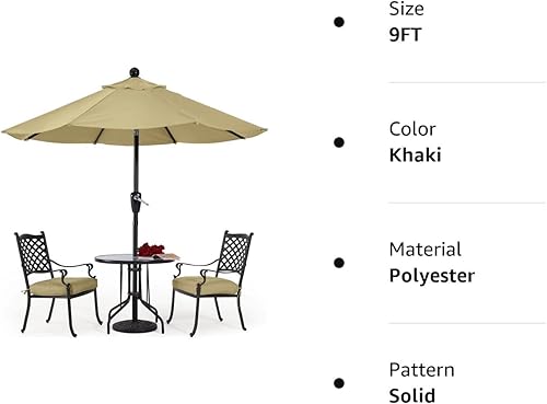 Miniatura 8 de ABCCANOPY - Sombrillas duraderas de 9pies para patio (caqui)