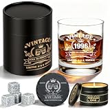Whisky Geschenkset Männer 1996 – Geschenk zum 30. Geburtstag Mann – Vintage Whisky Glas Set mit Steinen, Kerze & Geschenkbox – Geschenk für Papa, Ehemann