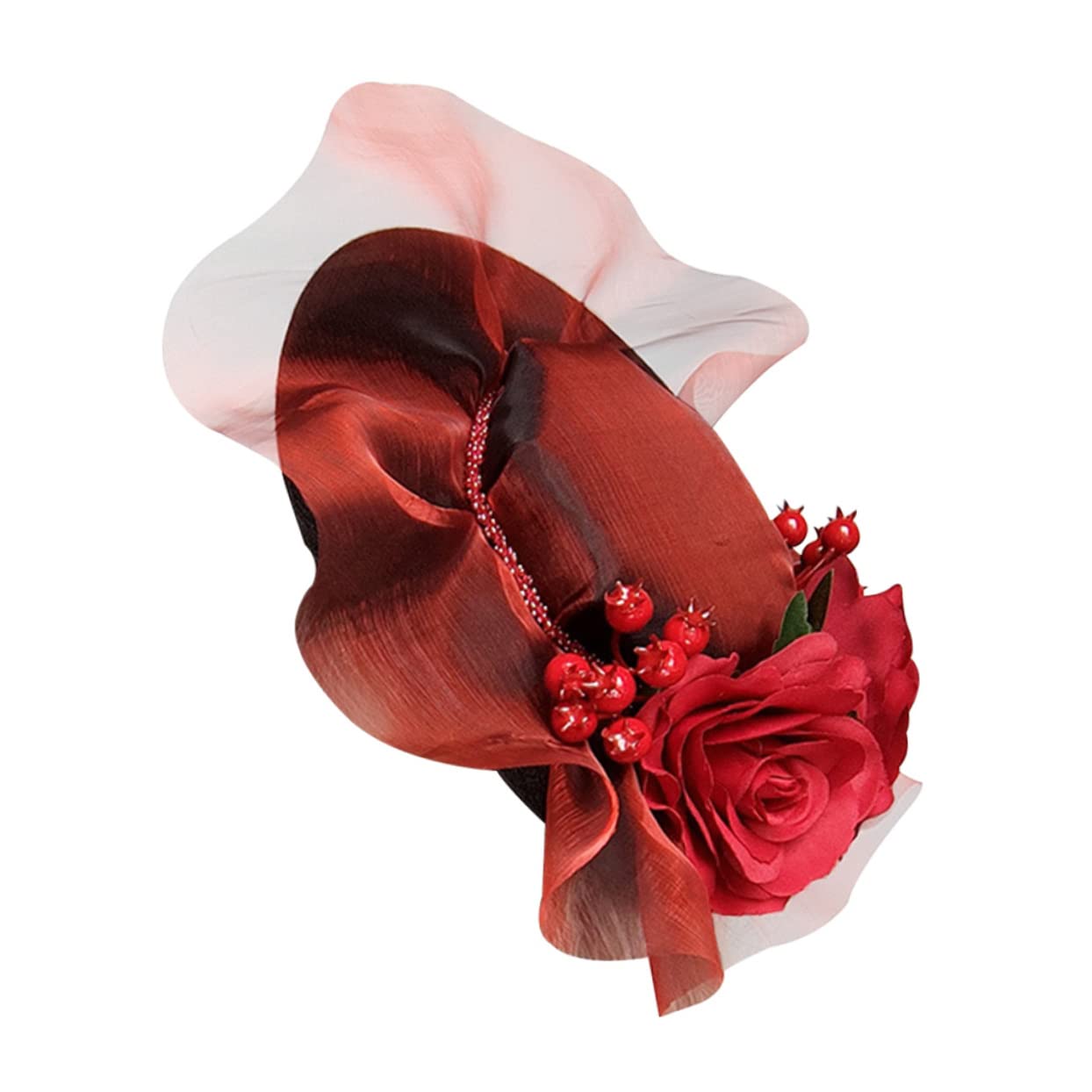 SOIMISS 4piezas Sombrero De Fiesta Decorativo Rosas Rojas Elegante Tocado Para Bodas Festivales y Eventos Especiales Accesorio Femenino Ligero y Cómodo