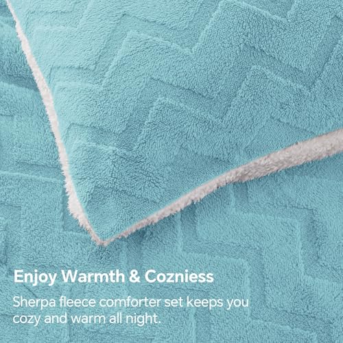 Image of BEDELITE Fluffy Sherpa King Comforter Set,Light Blue