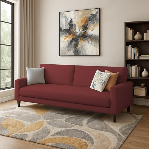 Image of Kathleen 3 Seater Sofa Set for Living Room - Foldable Convertible Couch Furniture for Home, Office or Guest Use, Modern Designer Stylish Comfortable (Maroon)