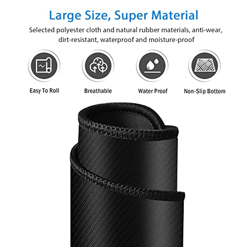 Image of Extended Gaming Mouse Pad with Stitched Edges, Long XXL Mousepad (900x400x3mm), Desk Pad Keyboard Mat, Non-Slip Base, Water-Resistant, for Work & Gaming, Office & Home, Black