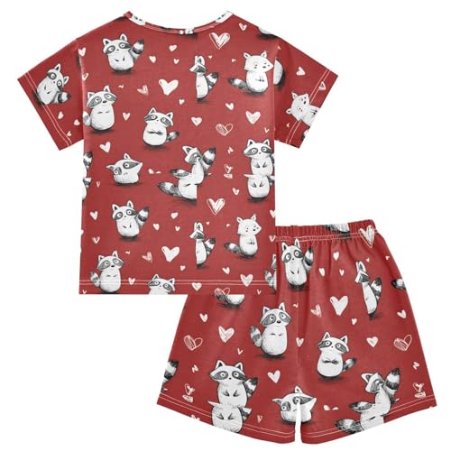 Pajama Sets Raccoon Pattern Short Sleeve Summer Sleepwear 2 Piece Pjs2
