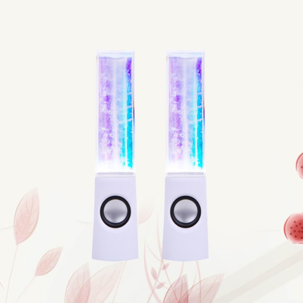 Tofficu Altavoces para Ordenador Efecto Fuente de Agua y Sonido Estéreo, Material Abs y Acrílico, Potencia 2x3w, Ideales para Fiestas y Actividades