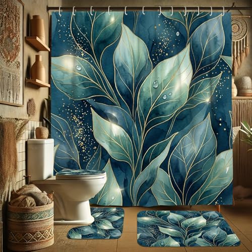 Rideau de douche moderne et élégant avec tapis de bain polyester imperméable