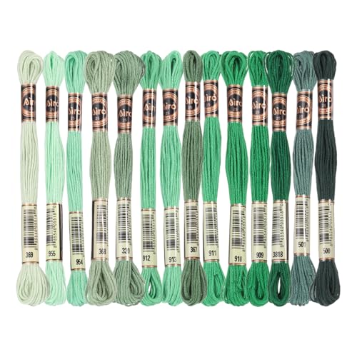 Image of PATIKIL 14 Skeins Embroidery Floss, Polyester Embroidery Threads Bracelets String for Cross-Stitch Hand Embroidery, Multicolored Emerald Green