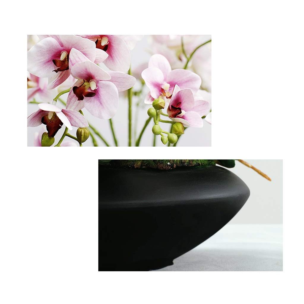 Fiori Artificiali Orchidee con Vaso di Fiori Bonsai - Composizioni Floreali Finte Phalaenopsis Orchidee Phalaenopsis Bonsai con Decorazioni Stelo Foglie, per Casa/Cucina/Camera da Letto/Ufficio