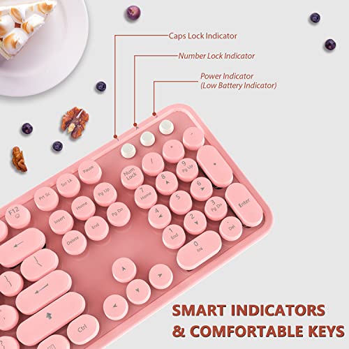 Image of Kootop Wireless Keyboard and Mouse Combo, 2.4G Typewriter, Pink