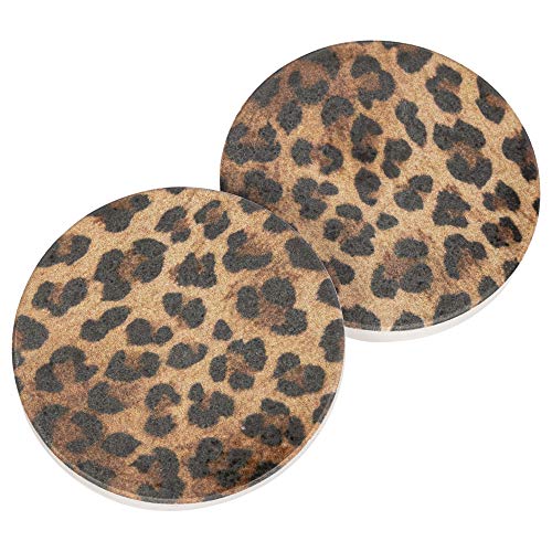 Animal Leopard Print 2.75 x 2.75 Absorbent Ceramic Car Coasters Pack of 2