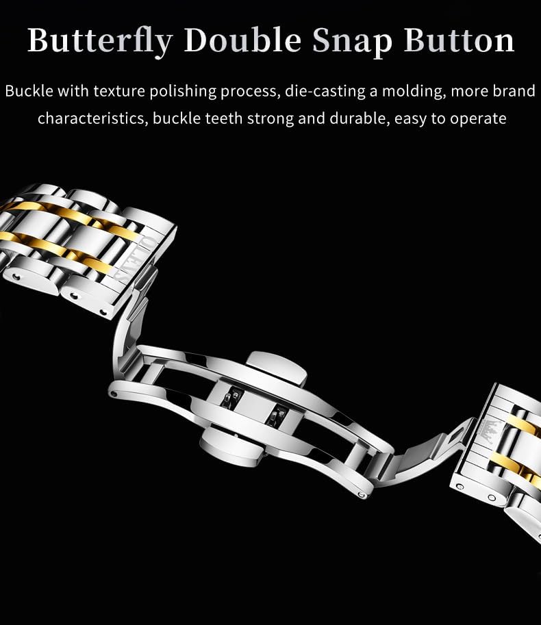 OLEVS Skeleton Men Watches Automatic Business Luxury Diamond Self Winding Watch for Men Stainless Steel Calendar Wrist Watch - Image 6