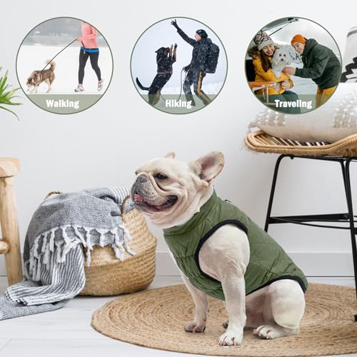 Image of SCENEREAL Winter Dog Vest Coat with Harness Built in | Warm Puppy Jacket for Small Dogs, Cold Weather Coat with Zipper, Fleece Puffer Vest Windproof Snow Clothes