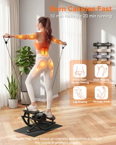 Image of Rock Stepper for Exercise at Home, Rocking Stepper Side to Side | Rocker Stepper with Resistance Bands & Handlebar for Full Body Workout, Lateral Stepper Exercise Machine (Utility Patent)