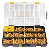 FIXLOX 500Pcs Wood Screws 1-1/2 Inch - Deck Screws #8 x 1-1/2'' Torx Drive Exterior Screws, Tan Epoxy Coated for Superior Rust Protection, Outdoor Decking Screws T20 Bit for Fence＆Wood Construction