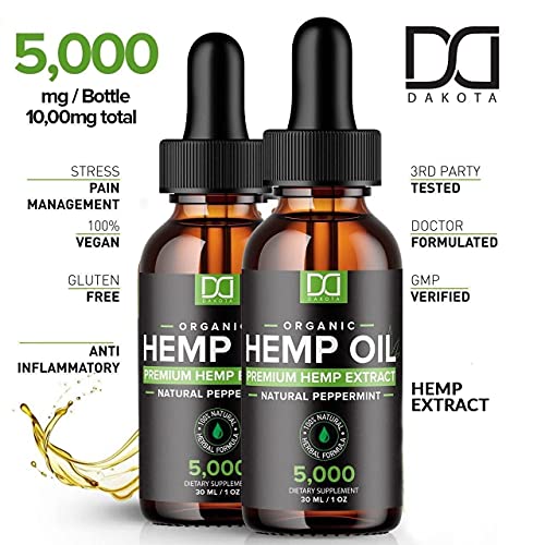 (5000mg) Hemp Oil Maximum Strength for Stress Relief Inflammation Sleep Focus Mood Pain Skin Care Hair - Natural Organic Hemp Seed Zero CBD Tincture Oil Drops Herbal Extract Supplements (2 Pack) - Image 5