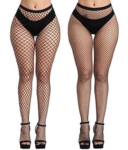 PERAMBRY Women's Fishnet Tights High Waist Fishnet Tights Black Fishnet Stockings Mesh Fishnet