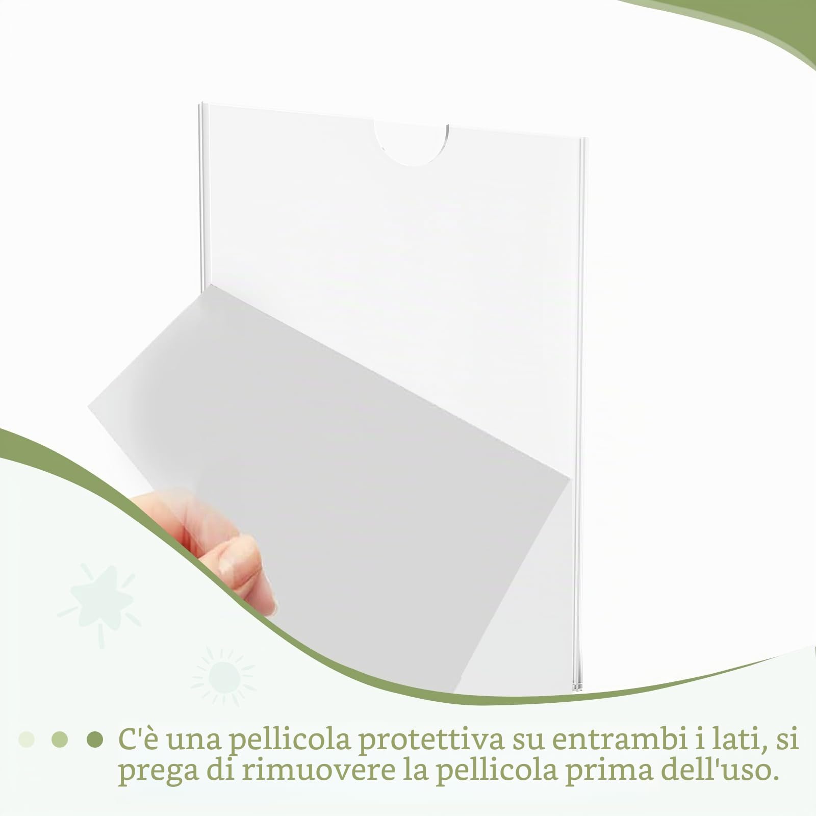 4 supporti per targa da parete in acrilico A4, con ventose, per finestra, in acrilico, trasparente, per informazioni, foglie, 29,7 x 21 cm