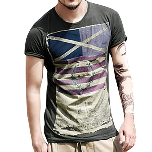 Camiseta Hombre, Camiseta Casual de Manga Corta con Bandera Imprimen Casual para Hombre Moda Personalidad Tops Blusa Camisetas Deportivo Camisas Hombre (Negro, M)