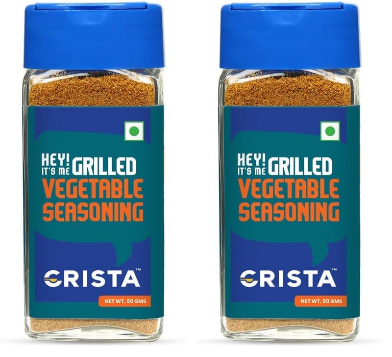 Image of CRISTA 50 gms Grilled Vegetable Seasoning | BBQ Mixed Spices Blend | Multipurpose, Fresh & Flavourful | Zero added Colours, Fillers, Additives & Preservatives | Vegan (Pack of 2)