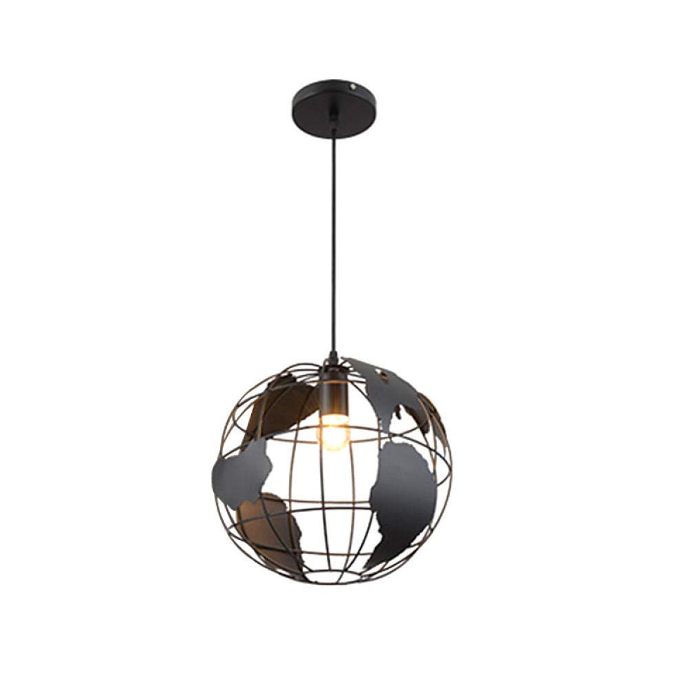 Noir 20cm Lampe A Suspension Globe Map Vintage Plafonniers Suspendus Du Lustre E27 De Lumiere De Boule Ronde Pour Le Bureau A La Maison De Chambre A Coucher De Restaurant Luminaires Interieur
