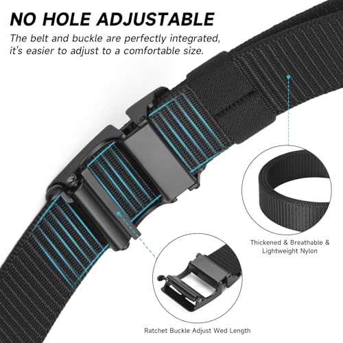 GOIACII Ratchet Tactical Gun Belt for Men Mens Golf Belt 1 3/8" Nylon Web Belt with Automatic Slide Buckle4