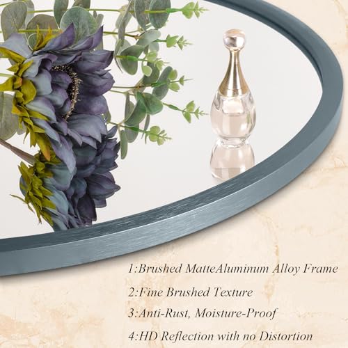 Image of AOAOPQ Mirror for Wall Small Round Mirrors for Bathroom Entryway Living Room Hallway Bedroom Sapphire Turquoise Matte Frame Anti-Rust Hangs