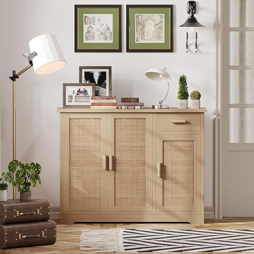 Irontar CWG010M Kitchen Storage Cabinet, Sideboard Buffet Cabinet With Rattan Decorated Doors thumb #5